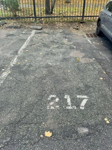 a view of a yard with car parked