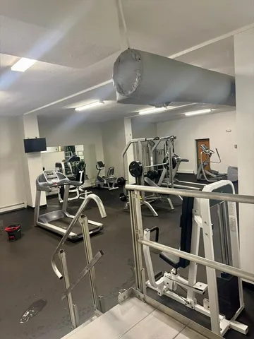 a room with gym equipment