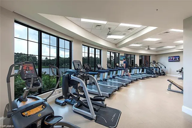 a view of a room with gym equipment