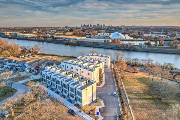 a view of a city with an ocean view