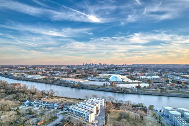 a view of a city and lake