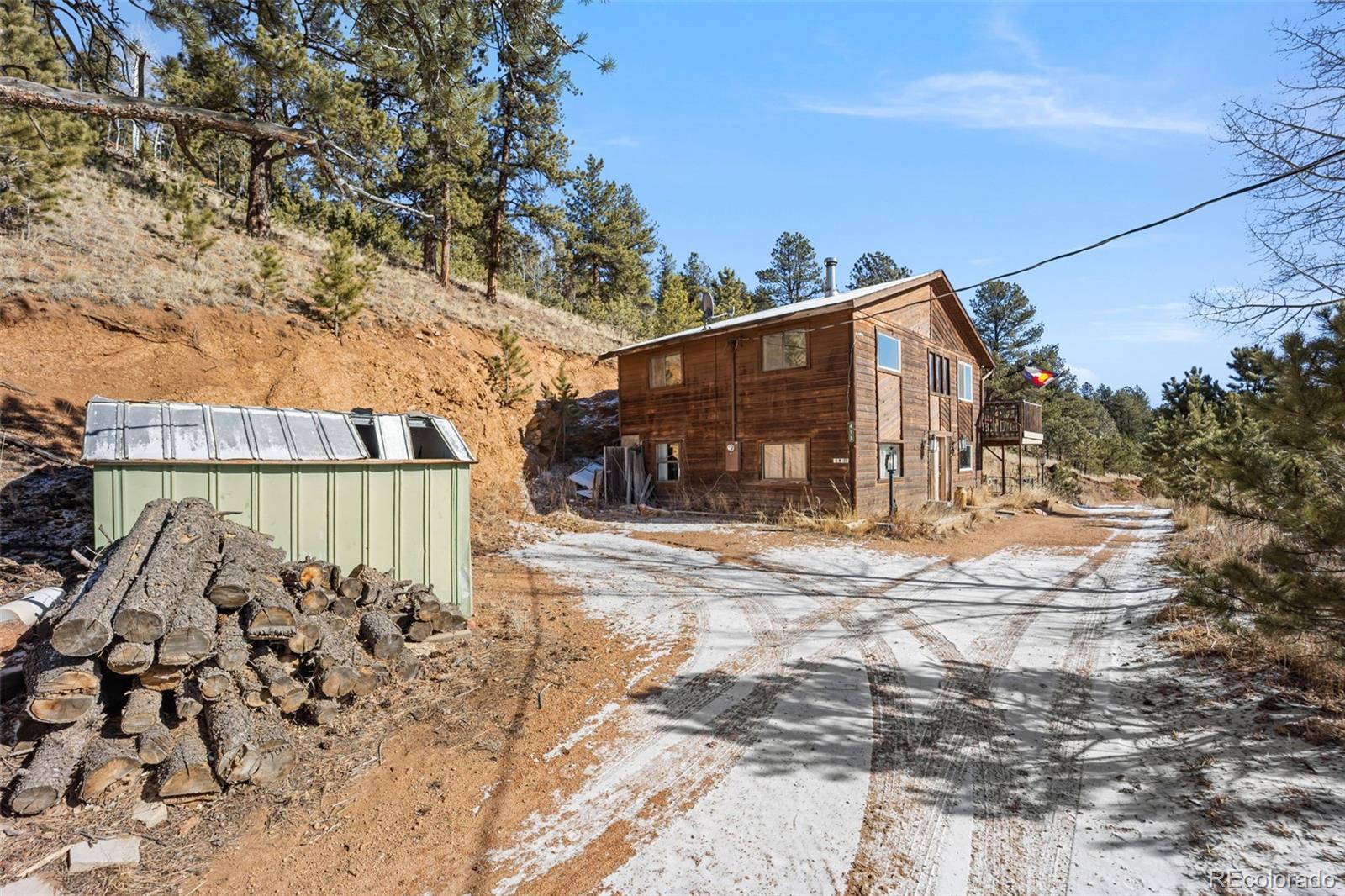 415 Bishop Road Bailey, CO 80421 - Photo 26 of 39 a view of a house with a snow on the road