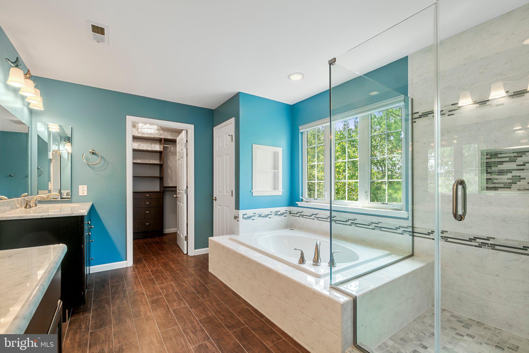 21255 Olive Green Court Ashburn, VA 20147 - Photo 18 of 32 a bathroom with a tub sink shower and mirror
