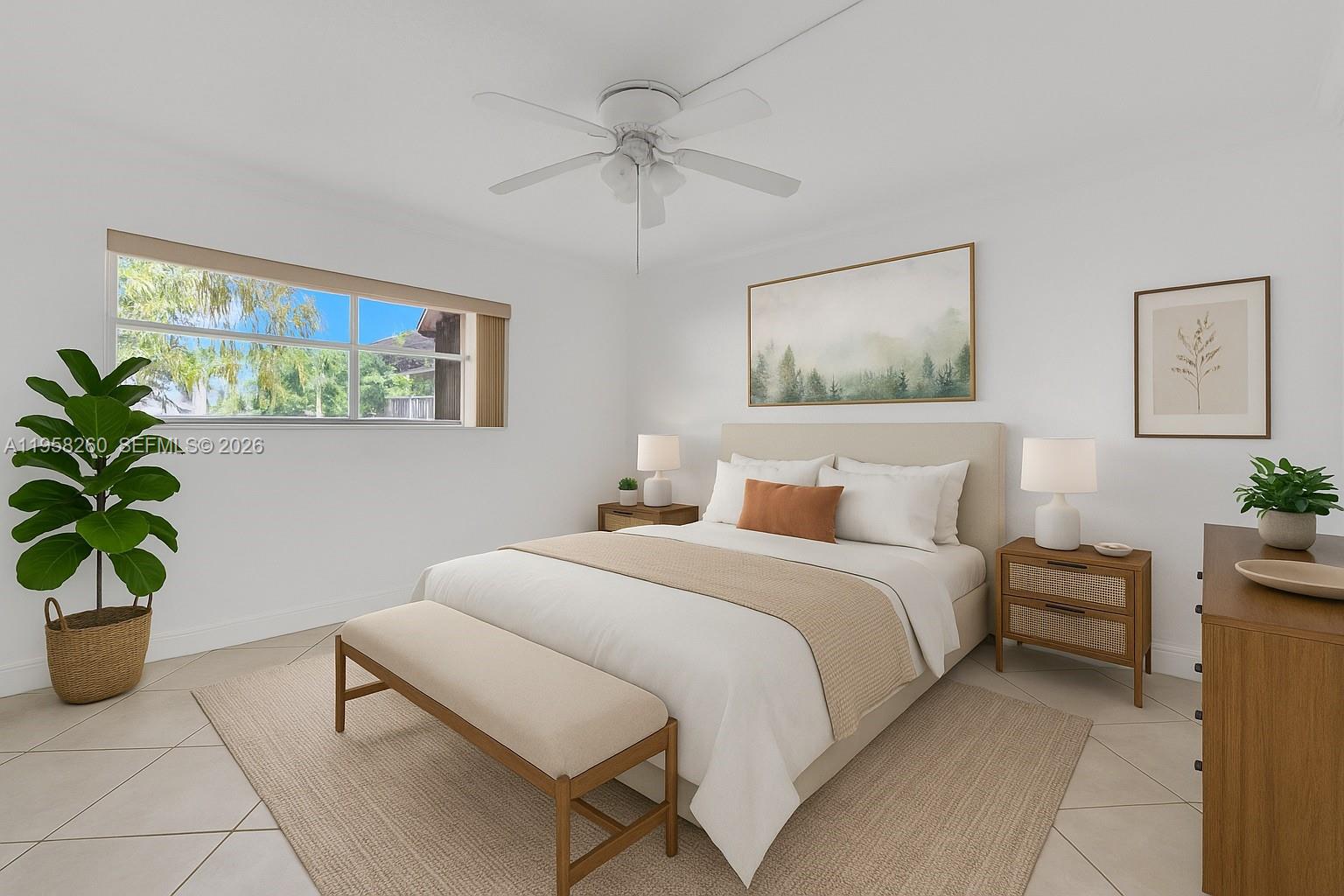 8601 Southwest 94th Street, Unit 104W Miami, FL 33156 - Photo 11 of 29 a bedroom with a bed and a painting on the wall