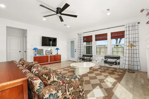 a living room with furniture