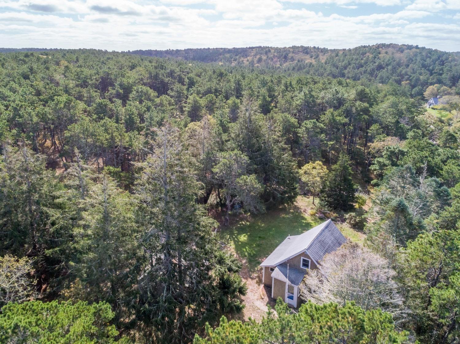 59 South Pamet Road Truro, MA 02666 - Photo 9 of 15 an aerial view of a house with a yard