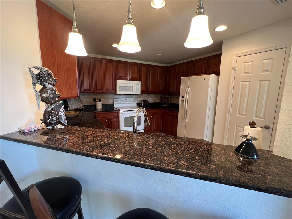 240 West End Drive, Unit 611 Punta Gorda, FL 33950 - Photo 10 of 19 a kitchen with kitchen island granite countertop a sink a counter space and appliances