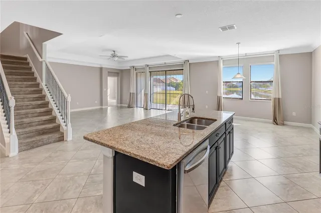 a view of a livingroom with a staircase