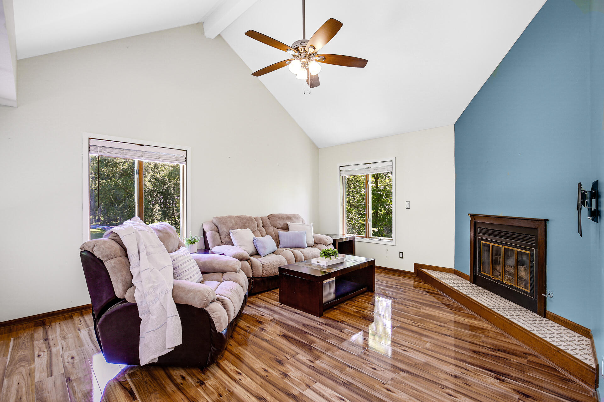 2196 Elm Tree Lane Crown Point, IN 46307 - Photo 24 of 30 a living room with furniture and a fireplace