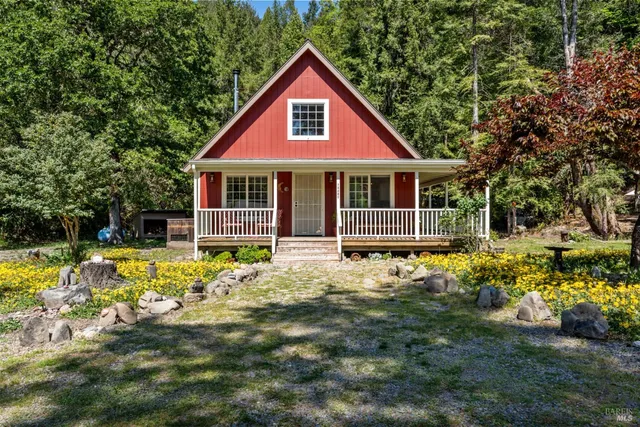 a house with trees in the background