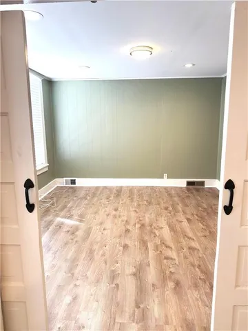 a view of a bathtub in a bathroom