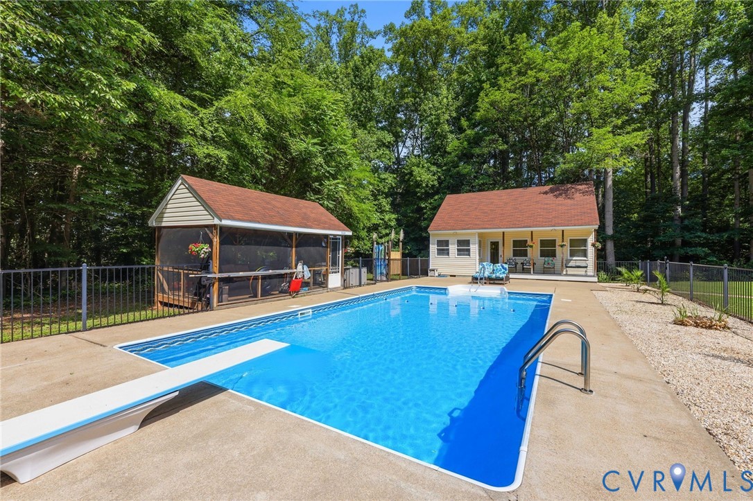 1375 Gills Road Powhatan, VA 23139 - Photo 10 of 48 Fenced in-ground pool with screened porch, outdoor