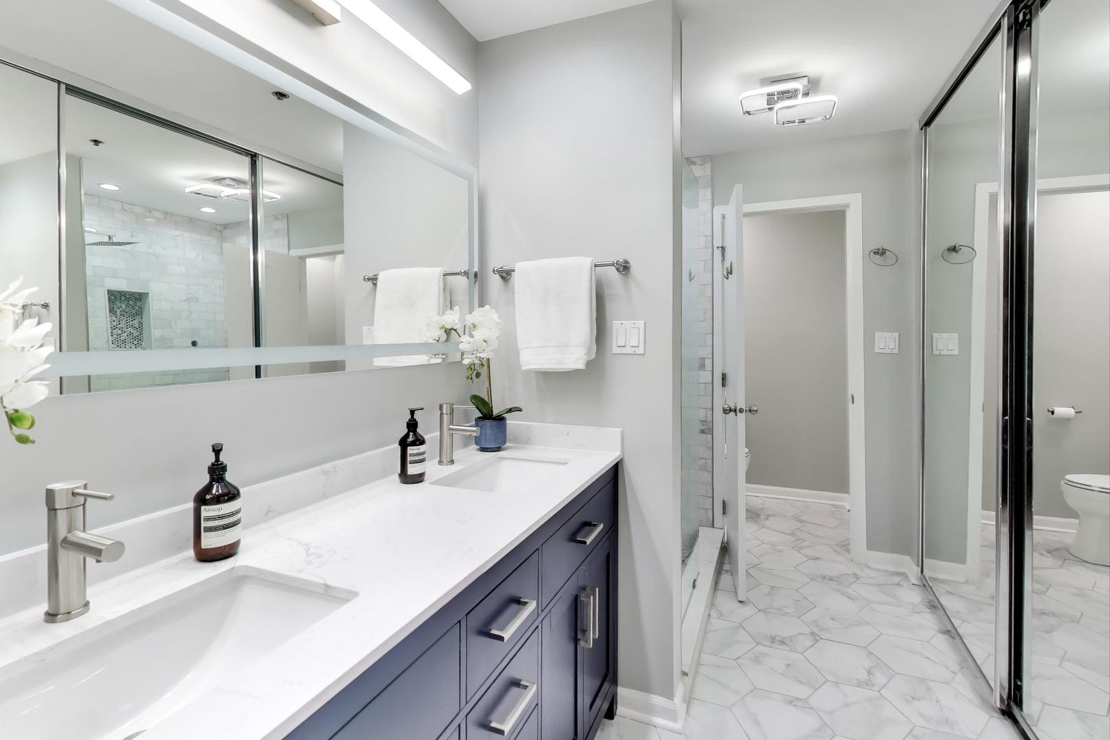 300 West Grand Avenue, Unit 210 Chicago, IL 60654 - Photo 9 of 20 a bathroom with a sink and a mirror
