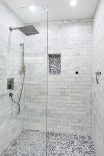 a bathroom with a shower