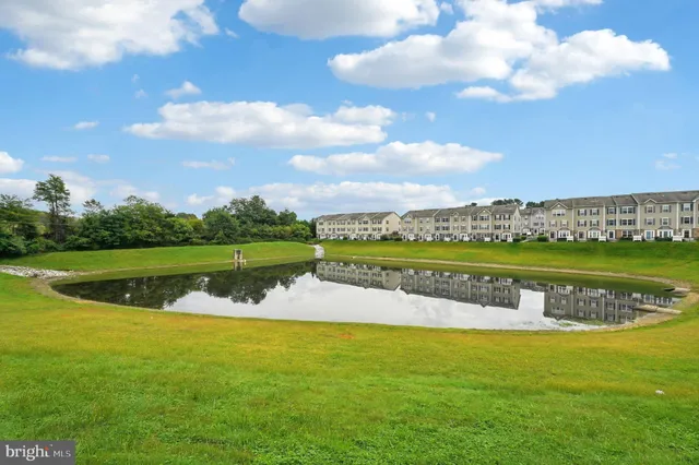 a view of a lake with a city