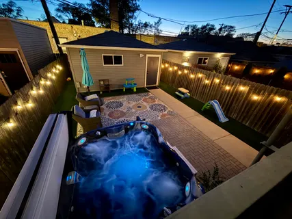 a view of an outdoor space with seating