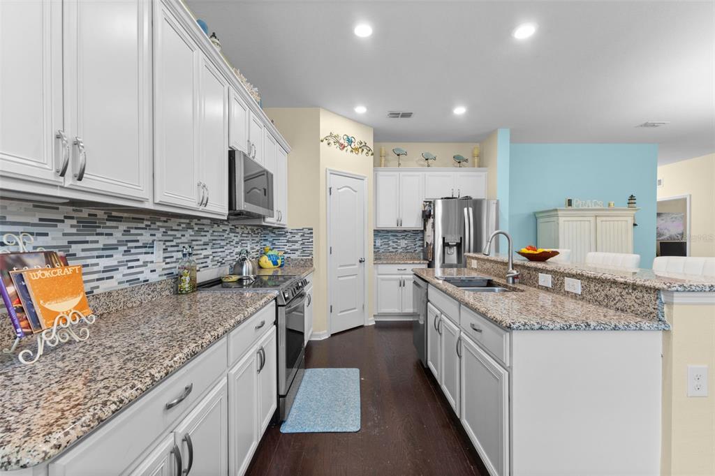 3240 Macintosh Road Land O Lakes, FL 34639 - Photo 7 of 32 a kitchen with stainless steel appliances granite countertop a sink stove and cabinets