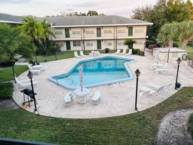 a view of a lake from a yard