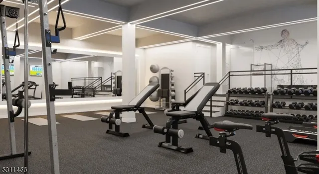 a view of a room with gym equipment