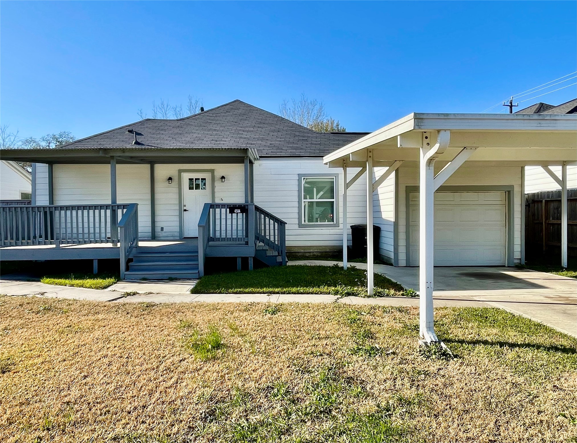 a house view with a garden space