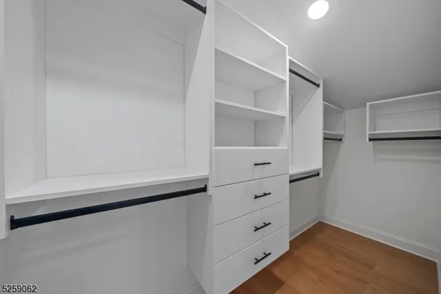 a view of an empty walk in closet