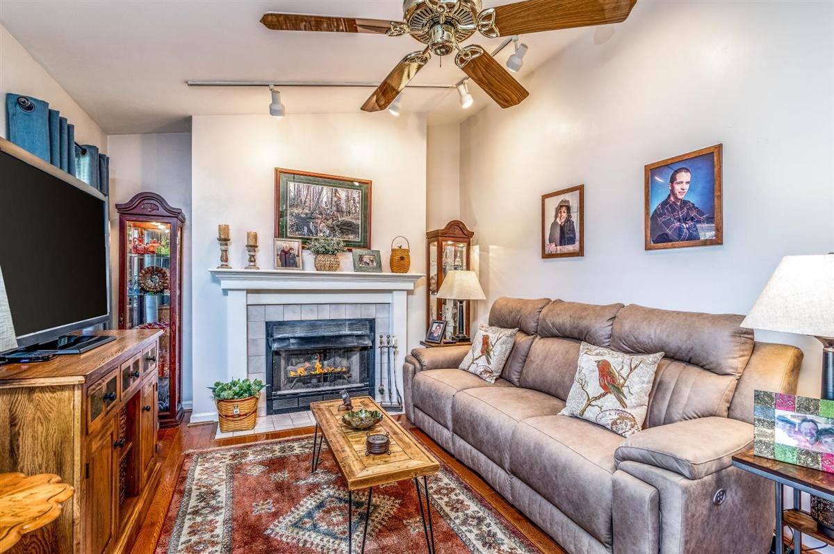 1849 Morgans Mill Road Goodview, VA 24095 - Photo 5 of 40 a living room with furniture a flat screen tv and a fireplace