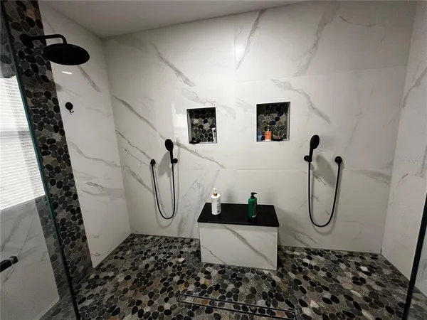a bathroom with a shower