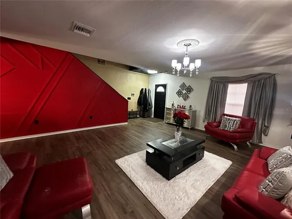 a living room with furniture