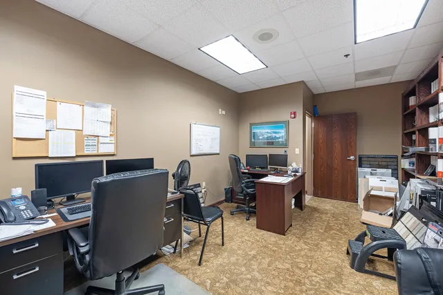 a view of the street with sitting area