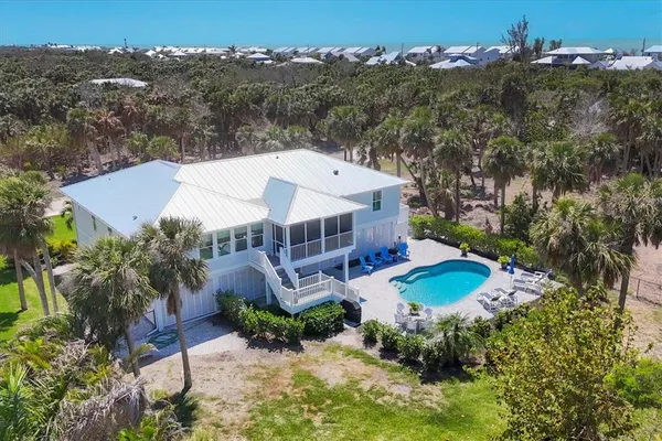 an aerial view of a house