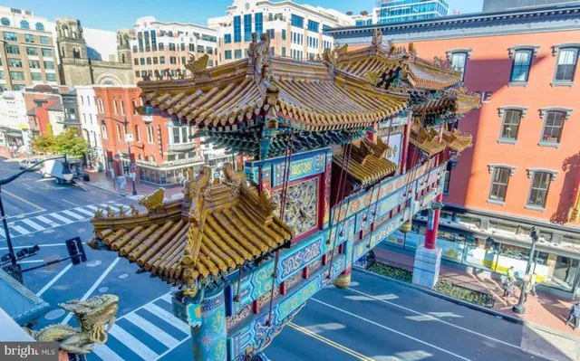 a view of an buildings with wooden stairs