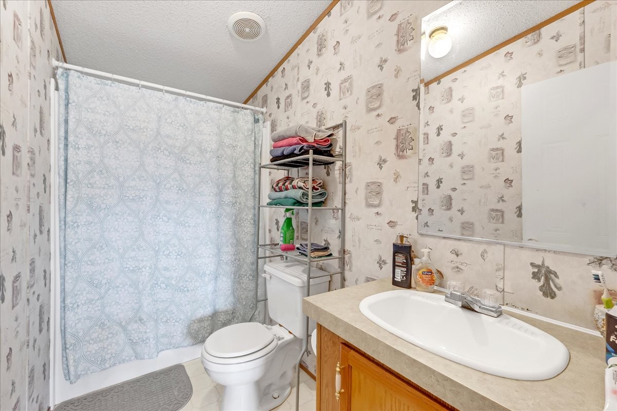 1175 Caney Branch Road Morrison, TN 37357 - Photo 30 of 52 a bathroom with a sink a toilet and shower curtain