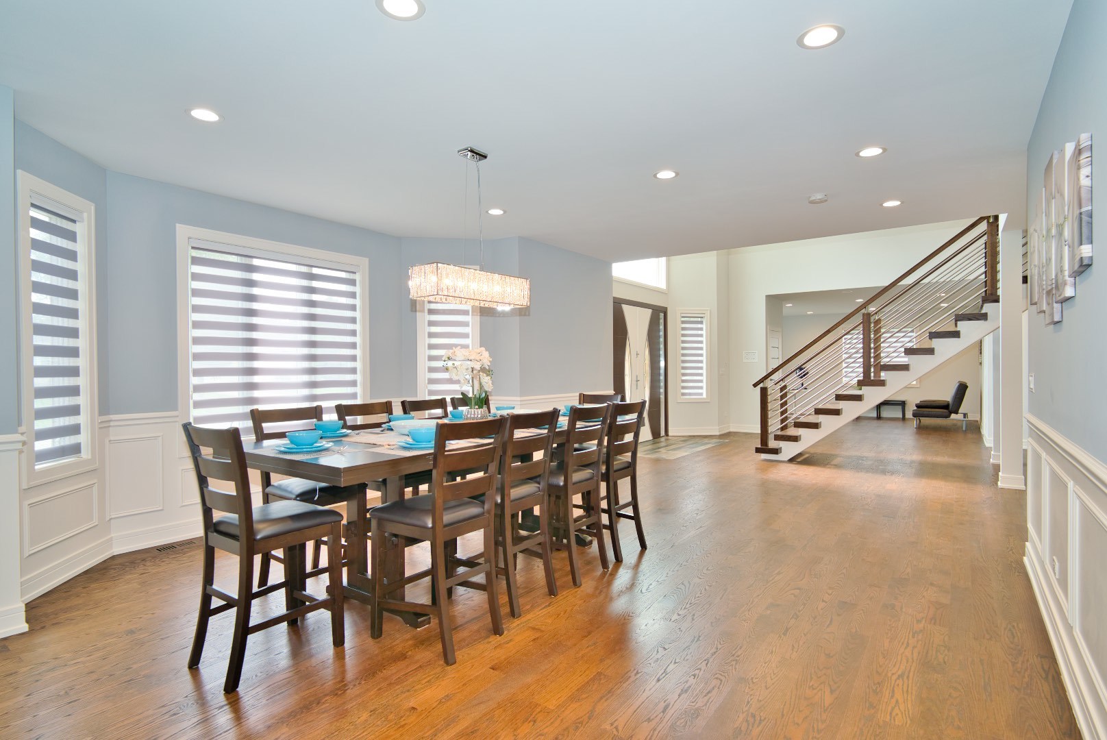 210 Cottonwood Road Northbrook, IL 60062 - Photo 9 of 47 a view of a dining room with furniture window and wooden floor