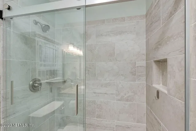 a bathroom with a shower
