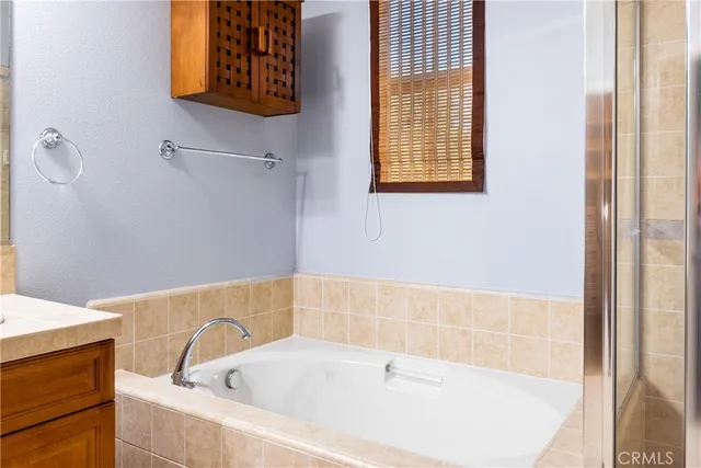 a bathroom with a bathtub