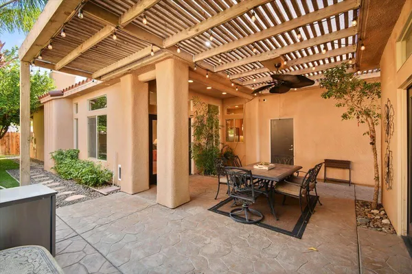 a view of an outdoor space with seating area