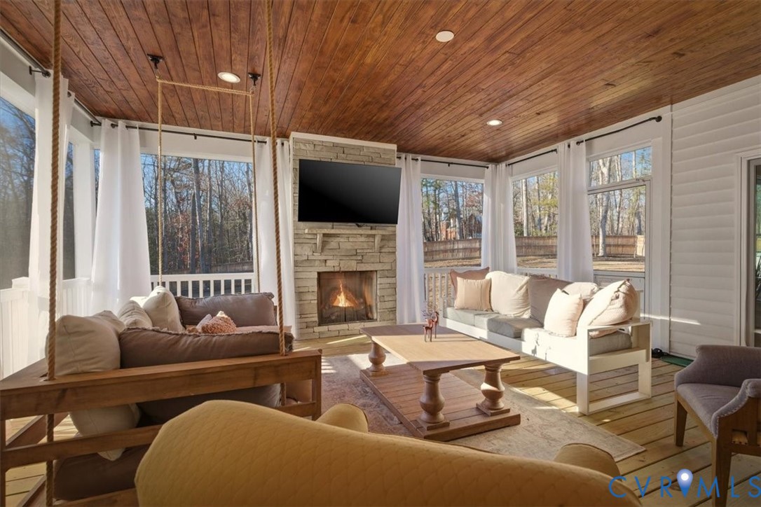 702 Hockett Road Manakin-Sabot, VA 23103 - Photo 21 of 45 a living room with furniture a fireplace and a flat screen tv
