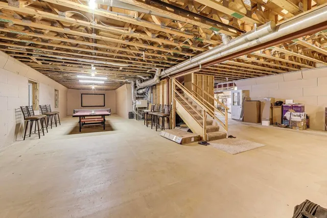 a view of a porch with seating space