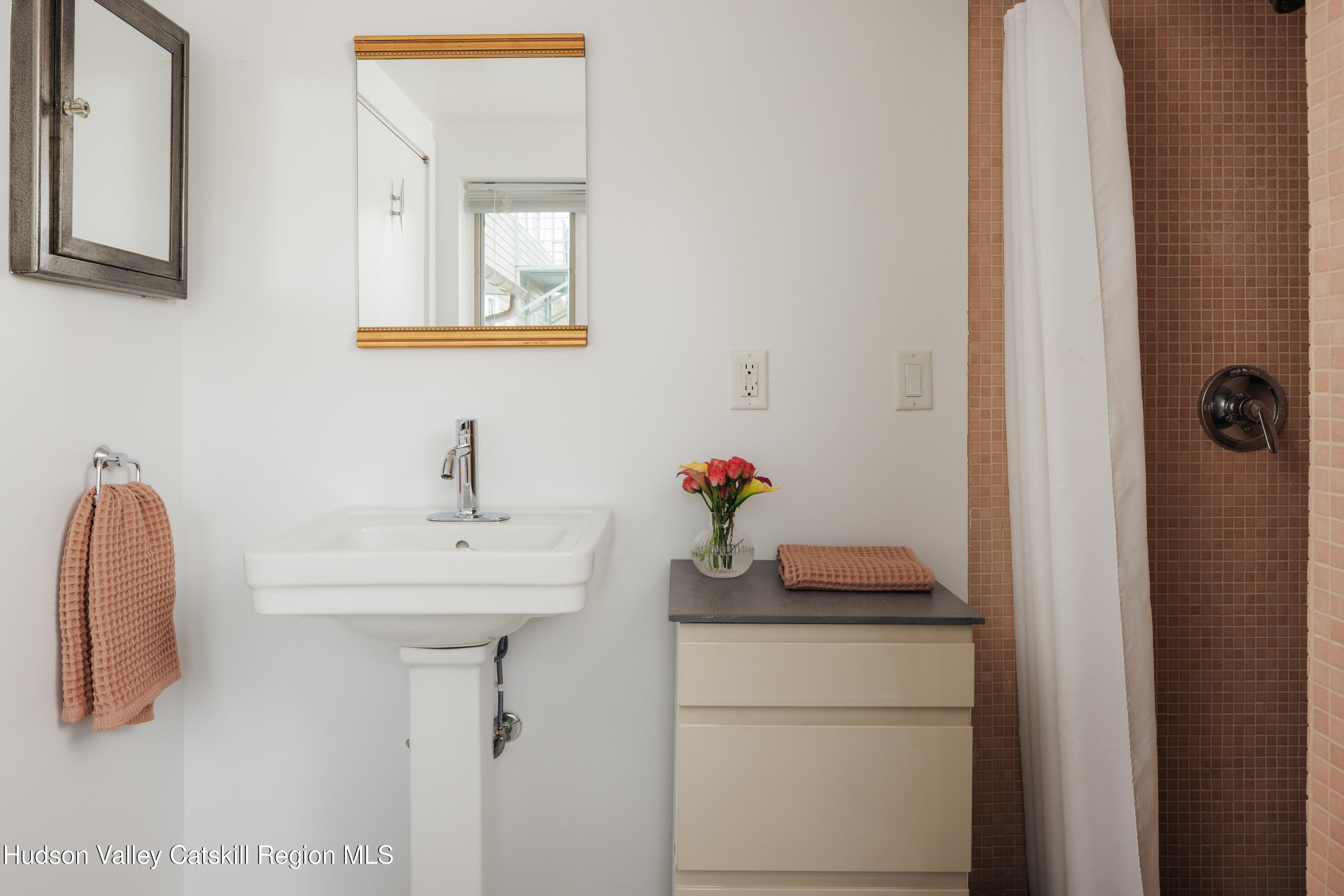 46 Pompey's Cave Road High Falls, NY 12440 - Photo 28 of 48 a bathroom with a sink and a mirror