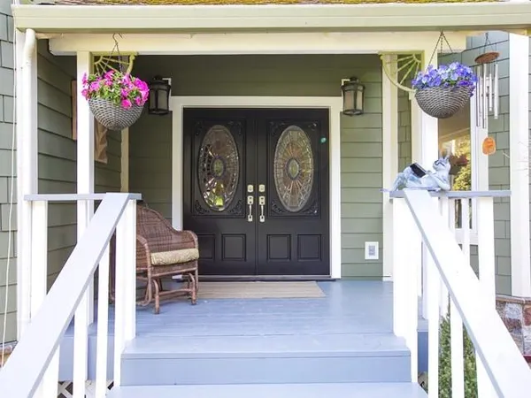 a front view of a house with entryway