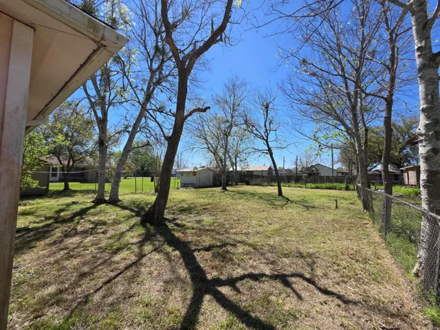 a view of a yard with a tree