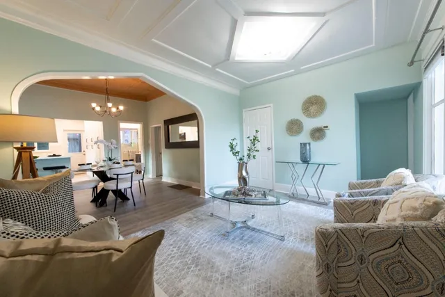 a living room with furniture