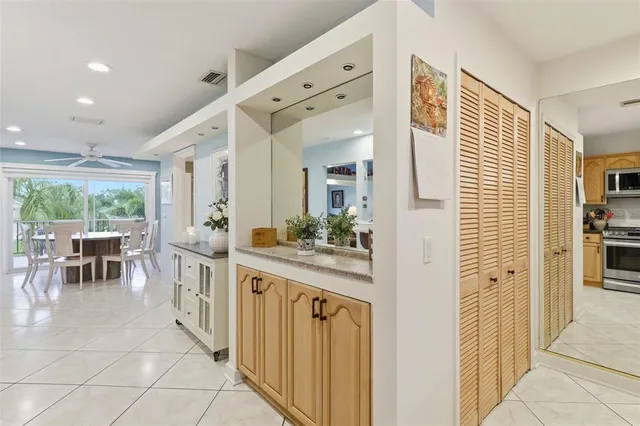 a view of a living room and dining room