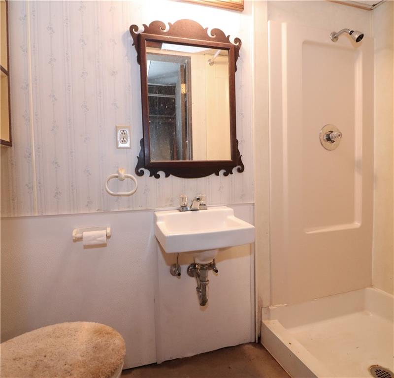 418 Pine Hill Road Kittanning, PA 16201 - Photo 17 of 20 a bathroom with a sink a toilet a mirror and shower