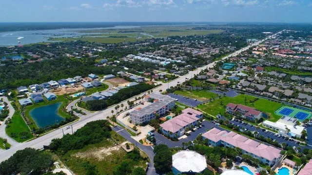 an aerial view of multiple house