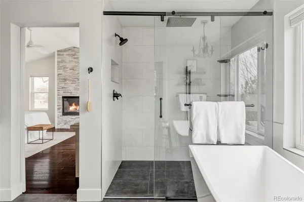 a bathroom with a shower