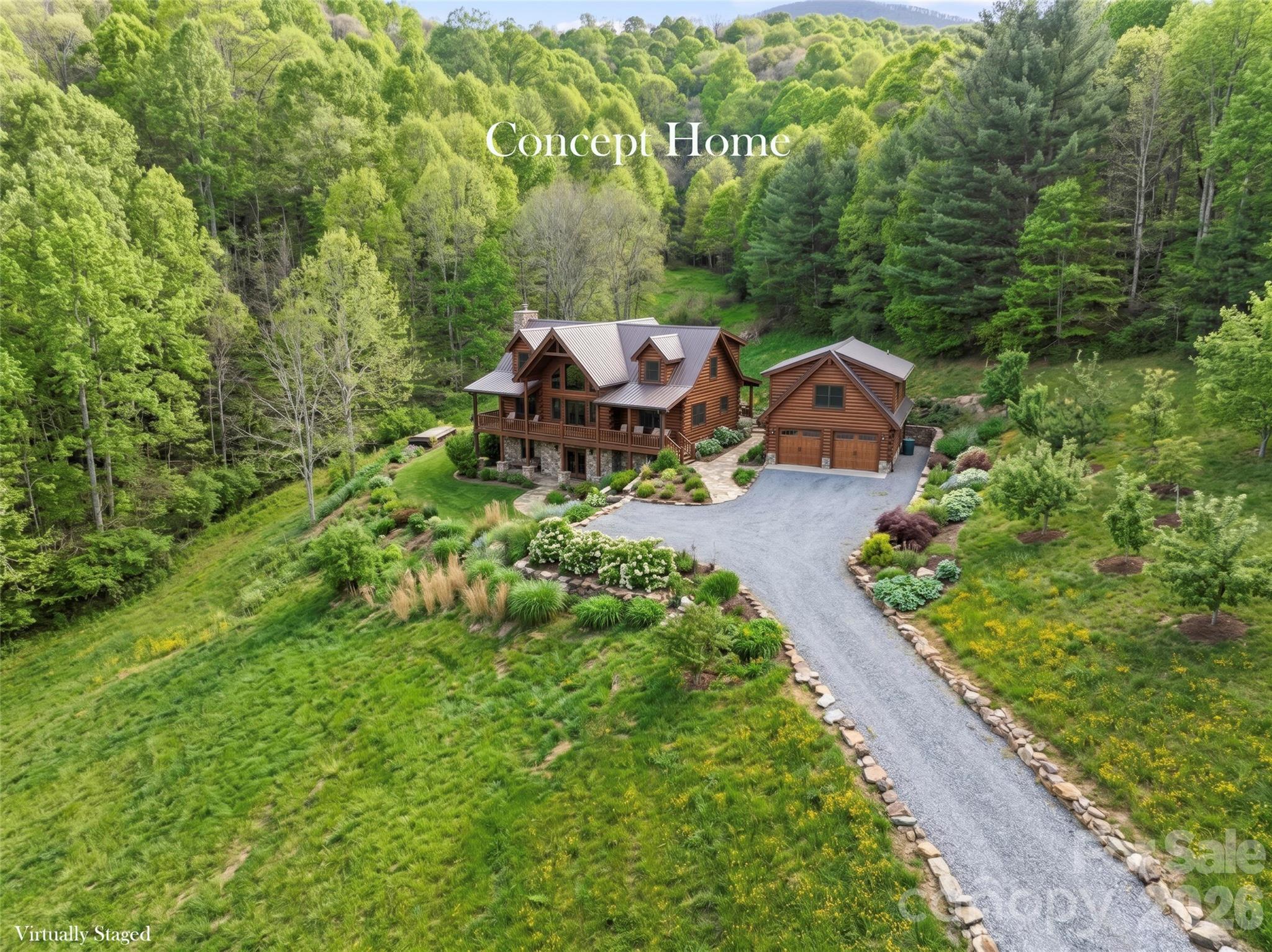 3454 Puncheon Fork Road Mars Hill, NC 28754 - Photo 18 of 18 an aerial view of a house with garden