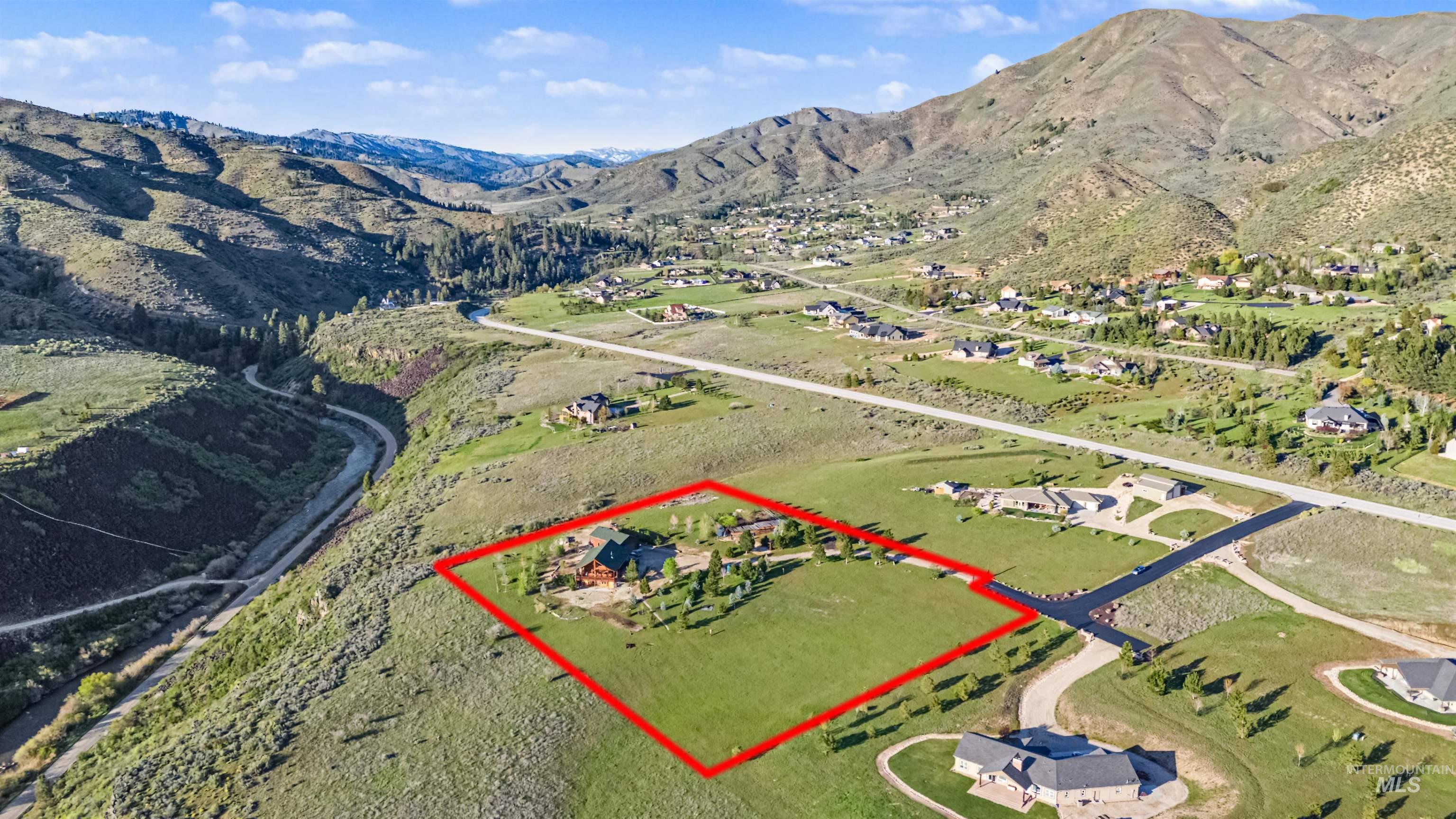 15 Rim Canyon Lane Boise, ID 83716 - Photo 31 of 31 Aerial overview of property's location featuring property parcel outlined and a mountainous background