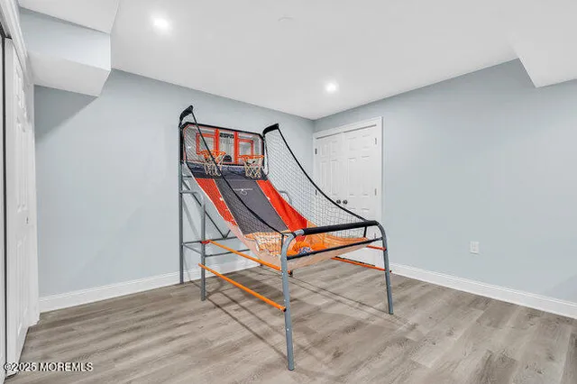 a view of a backyard with sitting area