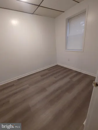 an empty room with a workbench